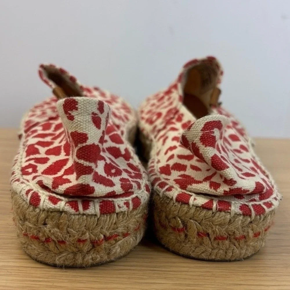 Coolway Leopard Print Espadrille Flats Size 10.5 Red Animal‎ Print Slip On Shoes